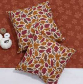 Fall / Autumn Leaves Throw Pillow Cover — Rust/G.Yellow/Brown/Maroon/Ivory