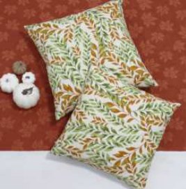 Fall / Autumn Leaves Throw Pillow Cover — Age Green/ Brown