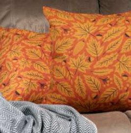 Fall / Autumn Leaves Throw Pillow Cover — Yellow/Rust/Brown
