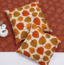 Fall / Autumn Leaves Throw Pillow Cover — Beige/Yellow/Rust/Brown/Orange
