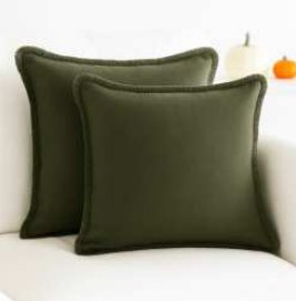 Solid Throw Pillow Cover — Olive Green