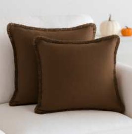 Solid Throw Pillow Cover — Nut Brown