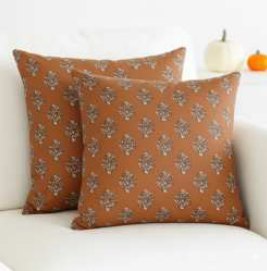 Fall Printed Throw Pillow Covers — Goldenrod Rust