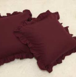 Throw Pillow Covers · Solid Ruffled — Burgundy