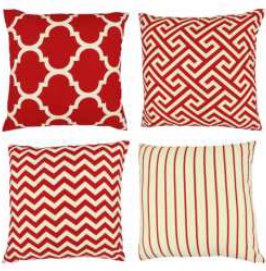 Geometric Pattern Pillow Covers — Red
