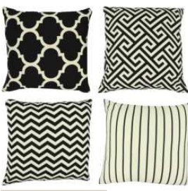 Geometric Pattern Pillow Covers — Black