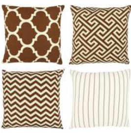 Geometric Pattern Pillow Covers — Brown