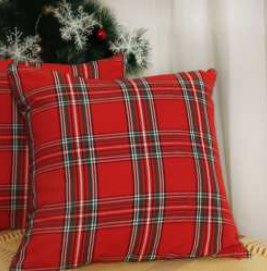 Tartan Plaid Christmas Throw Pillow Cover — Red And Green