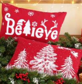 Tartan Plaid Christmas Throw Pillow Cover — Red