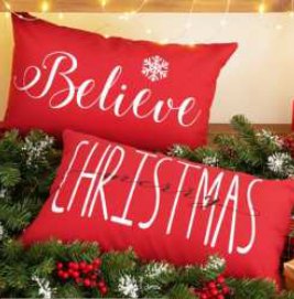 Tartan Plaid Christmas Throw Pillow Cover — Red