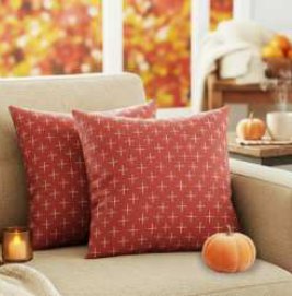Disoriented Checks Throw Pillow Cover — Rust