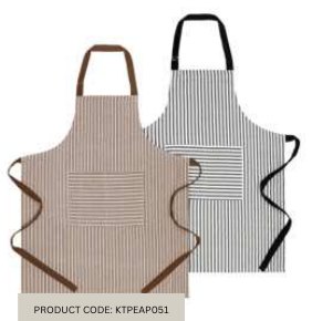 Big Striped Apron — White Black & Cream Nut Brown