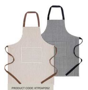 Big Striped Apron — Cream Nut Brown & White Black