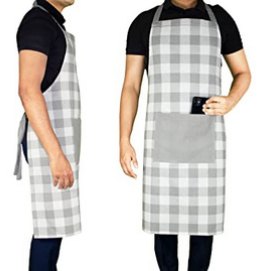 Kitchen Apron · Buffalo Checked — Grey/White