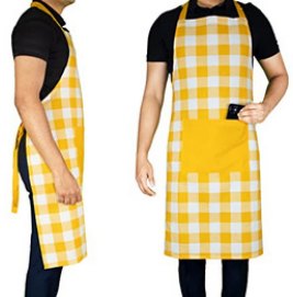 Kitchen Apron · Buffalo Checked — Honey Gold/White
