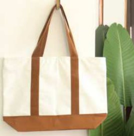 Large / Small Tote Bag — Cream / Brown
