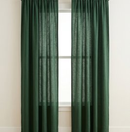 Solid Cotton Curtains — Forest Green