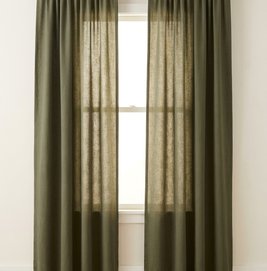Solid Cotton Curtains — Olive Green