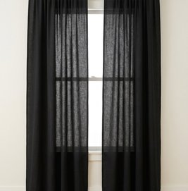 Solid Cotton Curtains — Black
