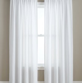 Solid Cotton Curtains — White